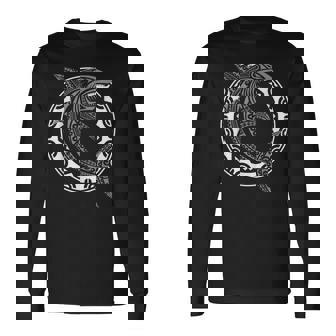 サメの魚のシンボル ハカ文化 マオリ族のパターン 長袖Tシャツ - Kawaiitshirt