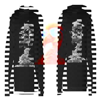 サングラスをかけたフラミンゴ フラミンゴが大好き かわいいフラミンゴ 長袖Tシャツ - Kawaiitshirt