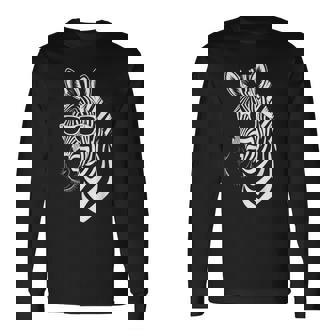 サングラス付きゼブラ おもしろゼブラ 長袖Tシャツ - Kawaiitshirt