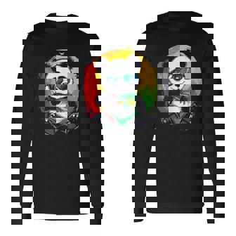 サングラス付きパンダ ラスタカラー 長袖Tシャツ - Kawaiitshirt