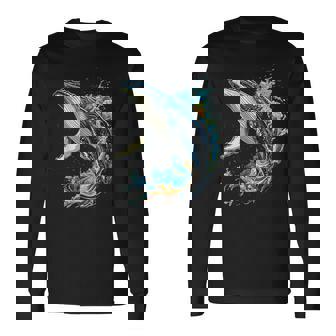 ザトウクジラ 動物 グラフィック イラスト ザトウクジラ 長袖Tシャツ - Kawaiitshirt