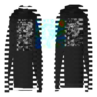 シュナウザー 面白いtシャツ 犬 ゴッホ 星月夜 かわいい メンズ 子供 おもしろ 服 グッズ ネタ 長袖Tシャツ - Kawaiitshirt
