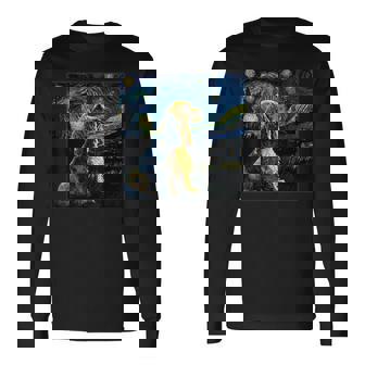 シュルレアリスム 星月夜 イングリッシュコッカースパニエル犬 長袖Tシャツ - Kawaiitshirt