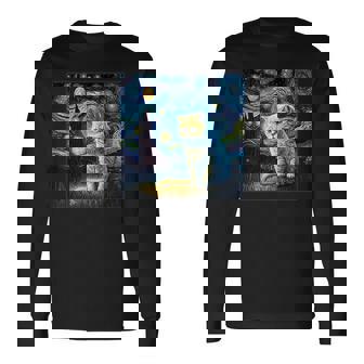 シュールレアリスム 星月夜 エキゾチック ショートヘア 猫 長袖Tシャツ - Kawaiitshirt