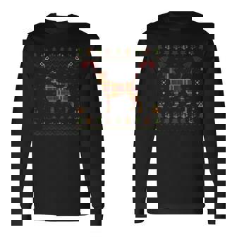 ジャックラッセルテリア レッド 格子柄 犬 アグリークリスマスセーター 長袖Tシャツ - Kawaiitshirt