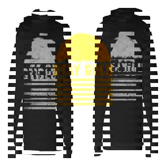 ステイゴールド 太陽 レトロ風 ストライプ 力強さ 長袖Tシャツ - Kawaiitshirt