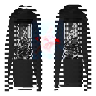 セクシーガールグラフィックtシャツ セクシーなブロンドガール&レッドストリートバイク 長袖Tシャツ - Kawaiitshirt