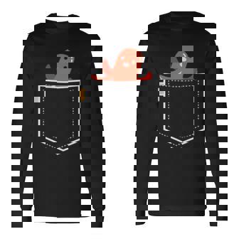 タコ ウインナー タコ 勝者 食べ物 イラスト ポケット デザイン かわいい 面白い 長袖tシャツ 長袖Tシャツ - Kawaiitshirt