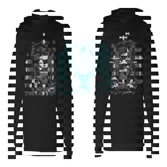 ダーク ゾンビ ゴシック人形 ちびスタイルと不気味な 長袖Tシャツ - Kawaiitshirt