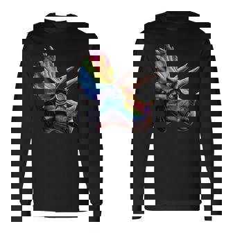 トリケラトプス 恐竜大好き かわいいトリケラトプス 長袖Tシャツ - Kawaiitshirt