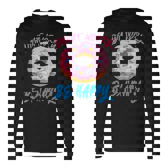 ドーナツ 悩み幸せになる 生地 デザート 幸福 スナック ドーナツ 長袖Tシャツ - Kawaiitshirt