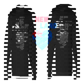 ニュージーランド国旗 ホリデーハート ニュージーランド国旗 長袖Tシャツ - Kawaiitshirt