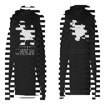 ノーフォークテリア犬の白いシルエット 長袖Tシャツ - Kawaiitshirt