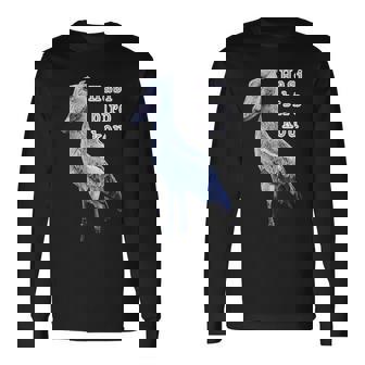 ハシビロコウ『リアルフォト 写真』（ブルーエフェクト）青い鳥【どうぶつフレンズ】かっこいい 大きな鳥 動物園の生き物 長袖Tシャツ - Kawaiitshirt