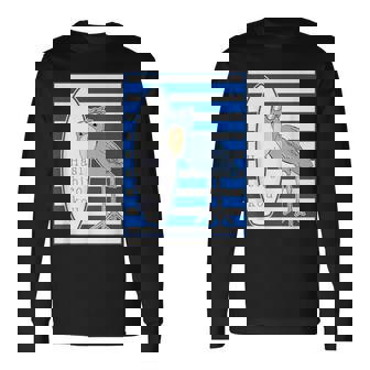 ハシビロコウさん 『サーフサイド・ボーダー』【どうぶつフレンズ】 サーファー／サーフボード 夏・面白 長袖Tシャツ - Kawaiitshirt