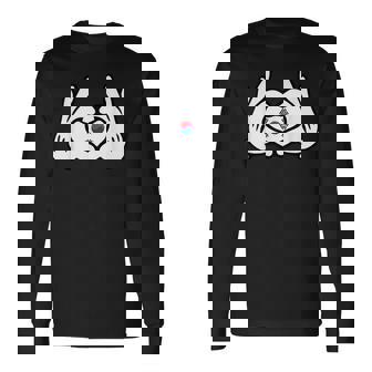 ハートを形作る漫画の手 韓国国旗 長袖Tシャツ - Kawaiitshirt