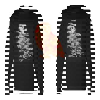 ハート柄の奇抜なパッチワークフクロウ 長袖Tシャツ - Kawaiitshirt