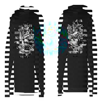 バイキング ペンギン ヘルメット 斧 ポーラーライト 長袖Tシャツ - Kawaiitshirt