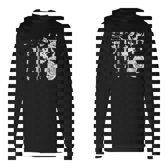 バイキング 戦士装備 剣 兜 斧 角 ヴァルハラ 長袖Tシャツ - Kawaiitshirt