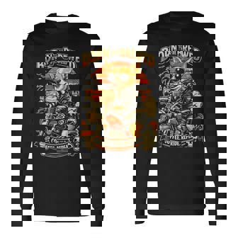 バイクでコーヒーを飲むチワワ Digor 長袖Tシャツ - Kawaiitshirt