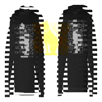 バステット 古代エジプト 猫 神 ヒエログリフ グラフィックアート 恋人 長袖Tシャツ - Kawaiitshirt