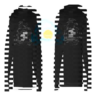 バスフィッシュ サンセットムーン ヴィンテージ 釣り フィッシャーマン アングラー ギフト 長袖Tシャツ - Kawaiitshirt