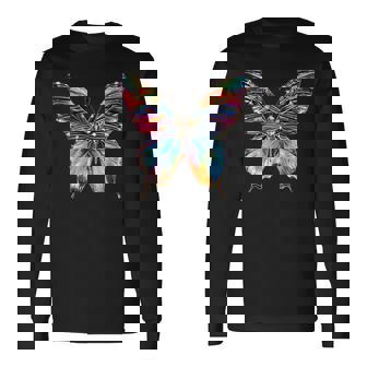 バタフライ カラフルな羽 バタフライ 蝶 長袖Tシャツ - Kawaiitshirt