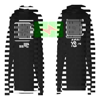 バッテリー100シャツ残量バッテリーフルパワーバッテリーフル。 長袖tシャツ 長袖Tシャツ - Kawaiitshirt