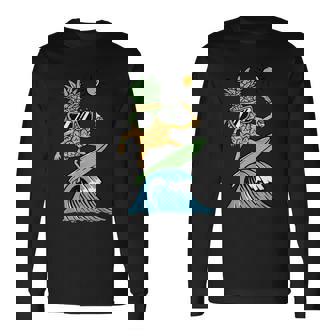 パイナップルはサーフィンのイラスト 長袖Tシャツ - Kawaiitshirt