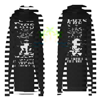 パイレーツ、カリビアン、ヨー・ホー・ヨー・ホ、スカル、テーマパーク、ライド 長袖Tシャツ - Kawaiitshirt