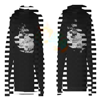 パジャマで寝ているかわいいベルギーのマリノア犬就寝アート 長袖tシャツ 長袖Tシャツ - Kawaiitshirt