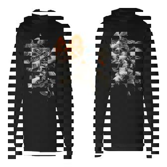 パピヨン 犬 モチーフ ペット イラスト パピヨン 長袖Tシャツ - Kawaiitshirt