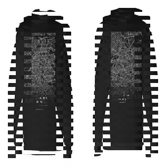 パリ フランス 面白い 街 コーディネート スカイライン 街 地図 長袖Tシャツ - Kawaiitshirt