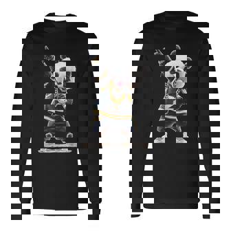 パンダ ホールドマイク 歌う ダンス 動物 グラフィック パンダ 長袖Tシャツ - Kawaiitshirt