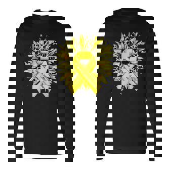 ヒョウ ヒマワリ イエローリボン 肉腫 がん啓発 長袖Tシャツ - Kawaiitshirt