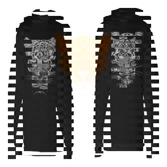 ヒョウの顔 大きな猫の頭 パンテラ パルダス 野生動物 キッズ 長袖Tシャツ - Kawaiitshirt