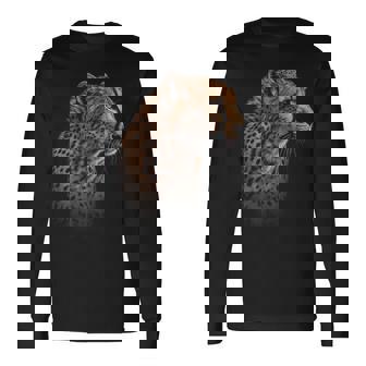 ヒョウチーター 虎 ヒョウの顔 ライオン 猫 長袖Tシャツ - Kawaiitshirt