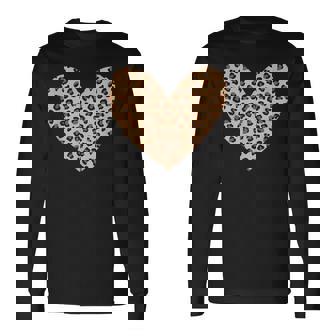 ヒョウ柄のハート／チーター柄のデザイン 長袖Tシャツ - Kawaiitshirt