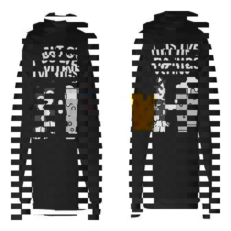 ビールシベリアン・ハスキー犬 長袖Tシャツ - Kawaiitshirt