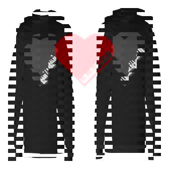 ピアノ ハート ピアノ 楽譜 ピアノスツール 鍵盤羽 長袖Tシャツ - Kawaiitshirt