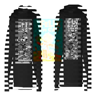 フェリックス・ザ・キャット・ムーン・ドリーマー レトロ1920年代天体アニメーション 長袖Tシャツ - Kawaiitshirt