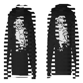 フクロウ愛好家 メンフクロウ かわいい 白い鳥 精神 動物 自然 アート 長袖Tシャツ - Kawaiitshirt