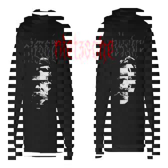 フリードリヒ・ニーチェ-金属の哲学者の設計 長袖Tシャツ - Kawaiitshirt