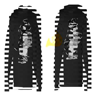 フレンチホルン奏者 ペンギン好き 音楽 フレンチホルン 長袖Tシャツ - Kawaiitshirt