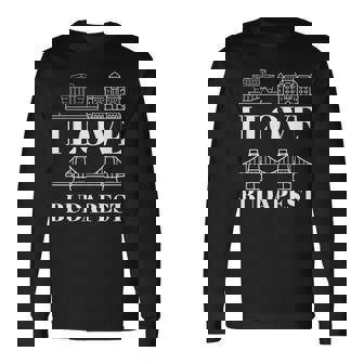 ブダペスト ハンガリー 街並み地図 旅行 長袖Tシャツ - Kawaiitshirt