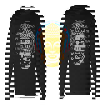 ブッダとヘッドフォン マインドフルネス 音楽 ボーホー 禅 仏教 長袖Tシャツ - Kawaiitshirt