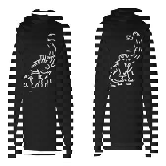 ブラキオサウルス ミニマリスト バッジ パッチライン アート 恐竜 長袖Tシャツ - Kawaiitshirt