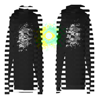 ブラジルの旗が付いたブラジルのバレーボール 長袖Tシャツ - Kawaiitshirt