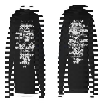 ブルテリア スケルトン ハロウィン コスチューム 怖い 長袖Tシャツ - Kawaiitshirt