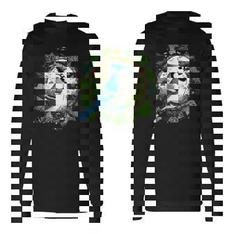 ブルージェイとイングリッシュアイビーバードアートブルージェイズイラスト 長袖Tシャツ - Kawaiitshirt